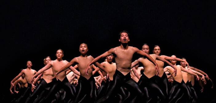 Les interprètes de Ballet BC et d'Arts Umbrella dans BOLERO X, de Shahar Binyamini. Photo de Michael Slobodian.